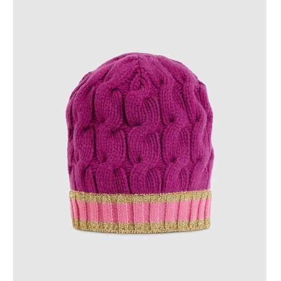 GUCCI Magenta Wool/Cashmere Cable Knit Hat - NWT - Picture 8 of 8